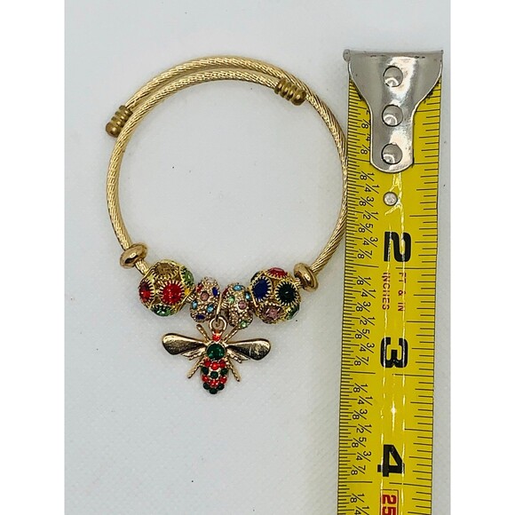 Multi Color Crystal Black & Red Bee Charm Adjustable Bracelet - Picture 4 of 4